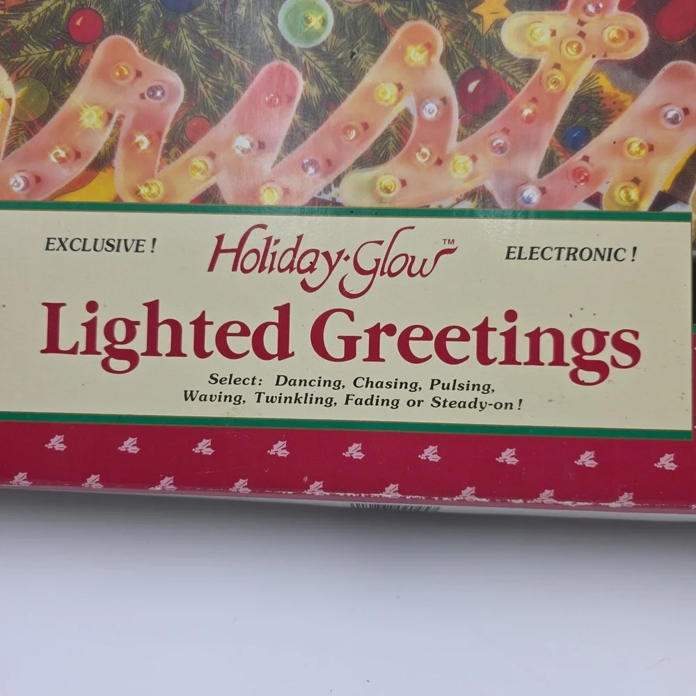 Vintage 1992 Holiday Glow Merry Christmas Lighted Sign 144 Lights 8 functions